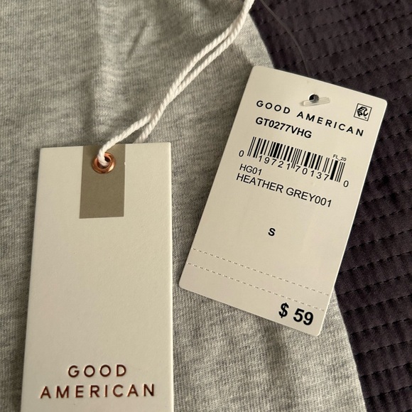 NWT Good American Cotton Classic Tee Heather Grey T-Shirt, Size Small - Picture 3 of 6